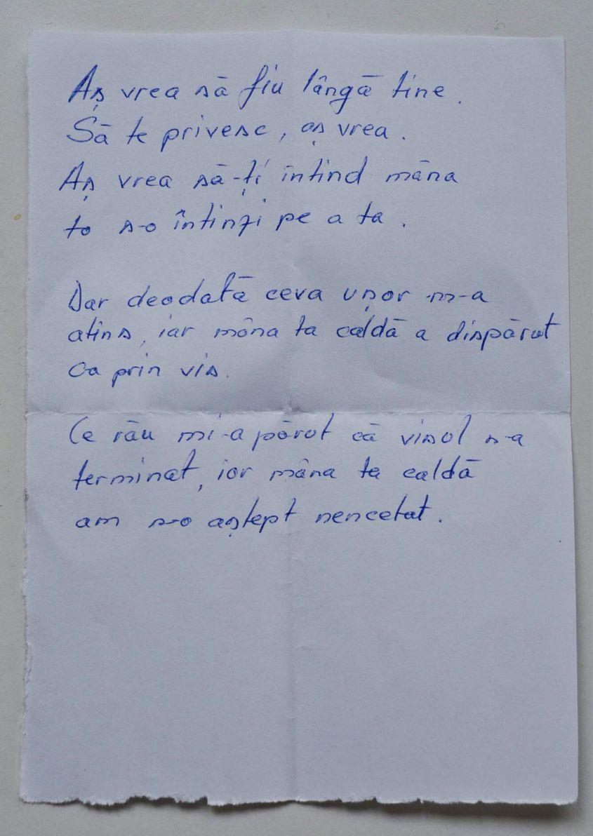 O poezie scrisă de Nicușor în liceu.