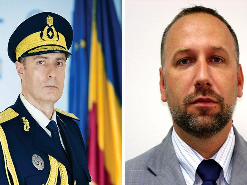 Florian Coldea (în stânga) este prim-adjunct al directorului SRI din 2005, iar Bogdan Licu este prim-adjunct al procurorului general al României din 2013. Foto: sri.ro / mpublic.ro
