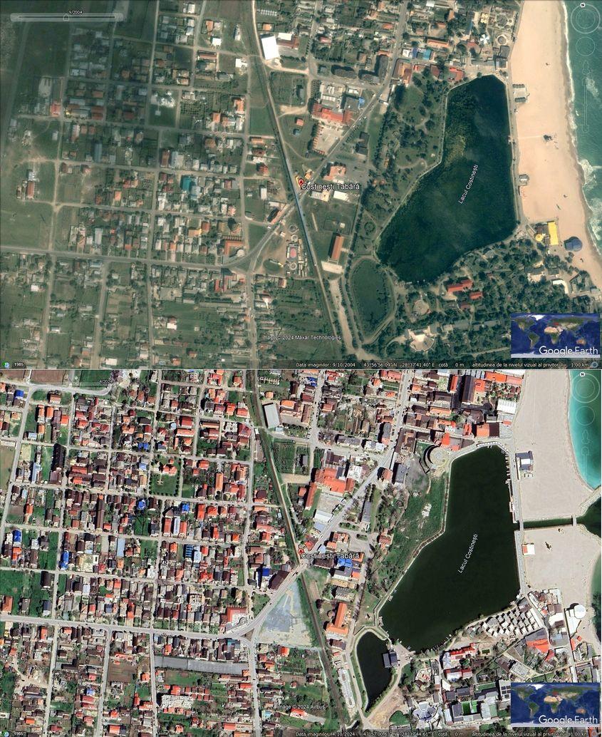 Cum s-a transformat zona din jurul gării Costinești în 20 de ani. Imaginia via Google Earth