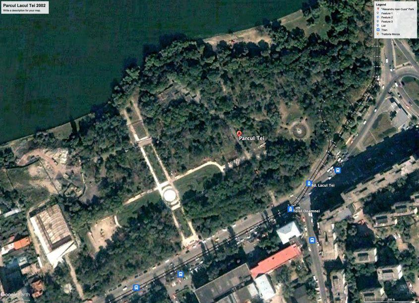 Cum arăta Parcul Tei, Sector 2, în anul 2002. Foto: Google Earth 