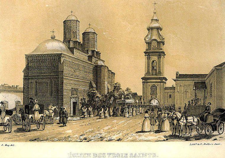 Biserica „Trei Ierarhi” din Iași, litografie din 1845 executată de J. Rey