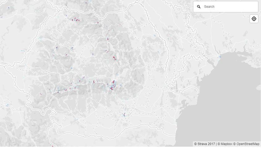 Activitatea și pozițiile utilizatorilor de Strava din România, în ceea ce privește sporturile de iarnă: schiul și patinajul.