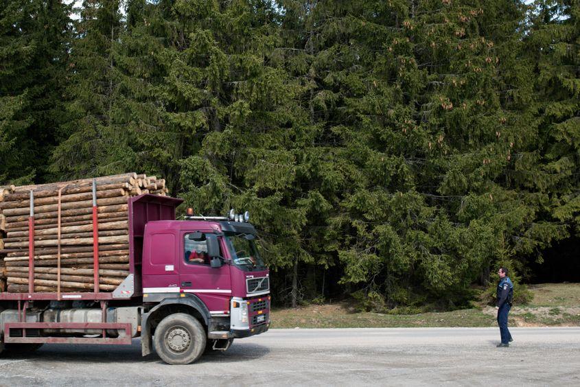 Camionul care a provocat furia celor 100 de moți de la Crucea lui Iancu. Foto: Raul Ștef