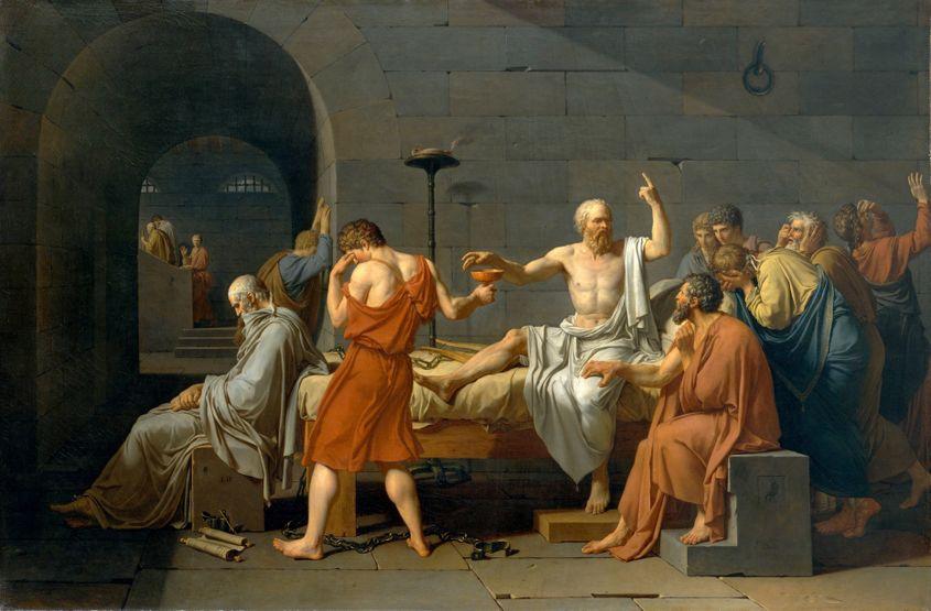 În 1787, pictorul francez Jacques-Louis David transpune în pictură celebrul episod al morții filosofului grec Socrate, care și-a dedicat viața căutării adevărului. Sursa foto: wikipedia.com