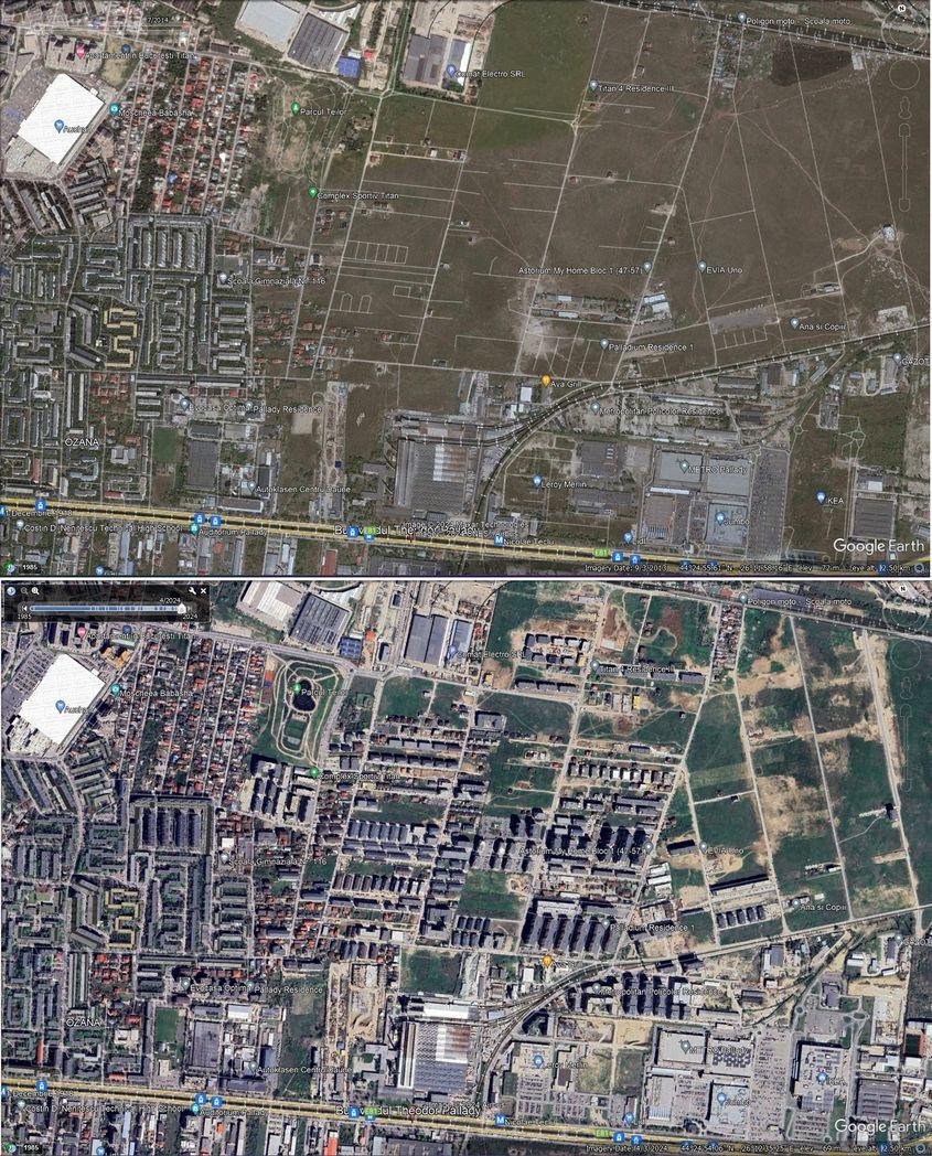 Transformarea zonei Pallady în doar 10 ani. Capturi foto via Google Earth