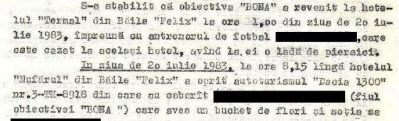 Fragment din dosarul de urmărire al obiectivului Bona, la Băile Felix, realizat de Securitatea Bihor. Foto: Arhiva CNSAS