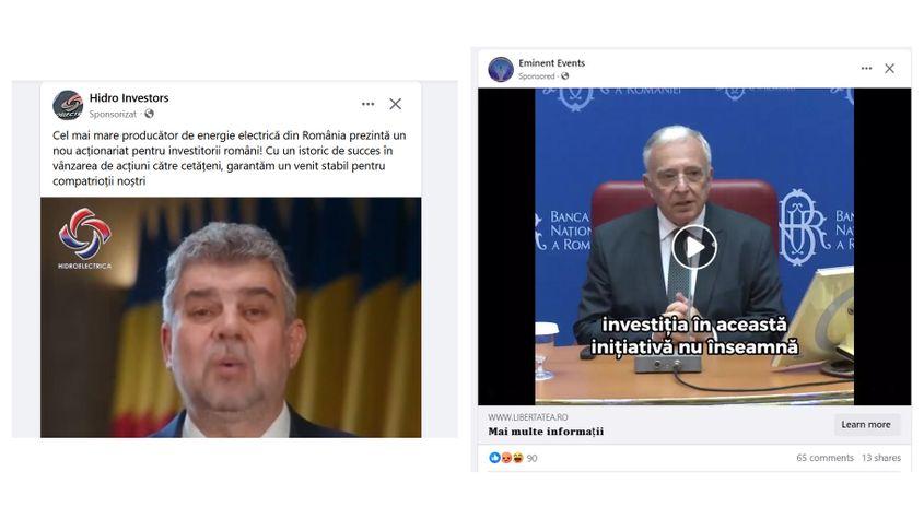 Exemple de videouri deepfake care folosesc imaginea lui Marcel Ciolacu (dreapta), respectiv Mugur Isărescu.