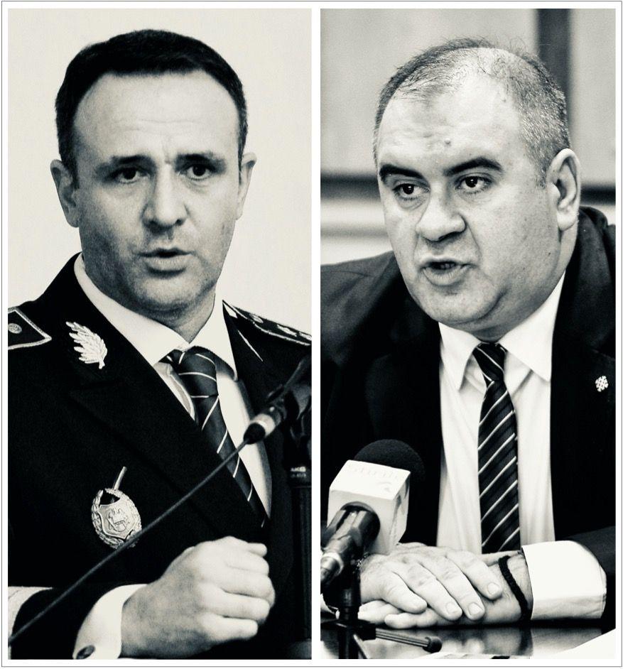 Fostul rector al Academiei de Poliție, Adrian Iacob (stânga) și fostul prorector Mihail Marcoci (dreapta) au fost găsiți ieri vinovați de Curtea de Apel București. FOTO: SIMON MENCHO / AGERPRES