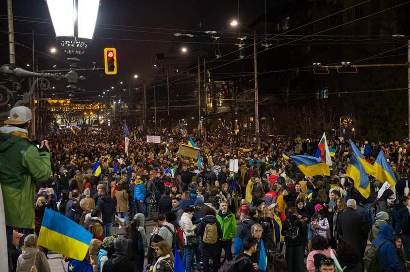 Manifestație de susținere a Ucrainei, Sofia, Bulgaria, martie 2022. Foto: Bedros Halvadjian