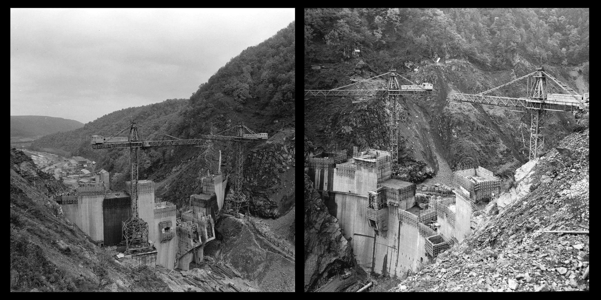 Scene din timpul construirii barajului de la Tarnița. Foto: Arhiva Minerva