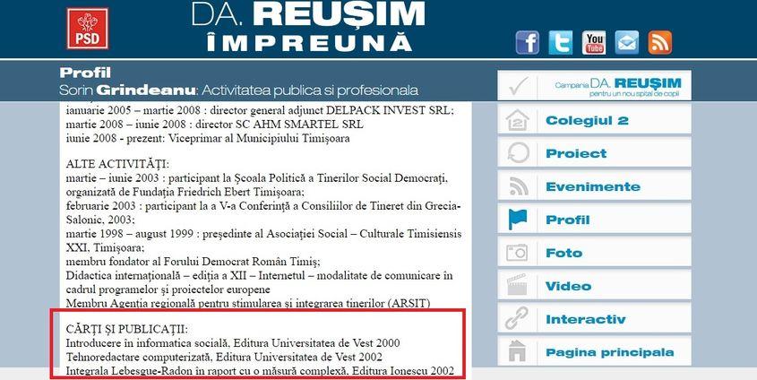 Printscreen de pe site-ul soringrindeanu.ro, pe care actualul premier l-a deschis pentru a-i folosi în campania electorală din 2012, când a candidat pentru un fotoliu de deputat.