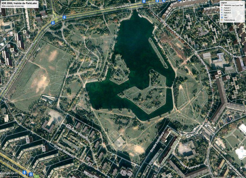 Imagini din satelit cu Parcul „Alexandru Ioan Cuza”, anul 2000. Foto: Google Earth 