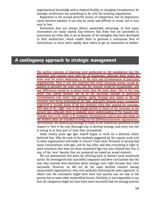 Pagină din cartea „Strategic Management. From Theory to Implementation”, semnată de David Hussey.