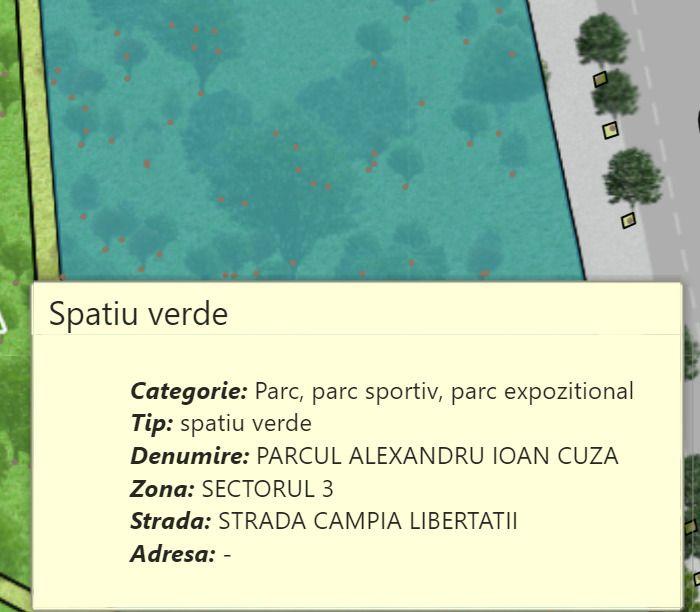 Zona retrocedată a Parcului IOR apare în Registrul Verde cu o grafică retrogradă, fără vreo informație relevantă despre flora de acolo.