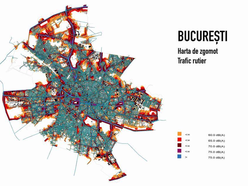 Harta zgomotului din București.