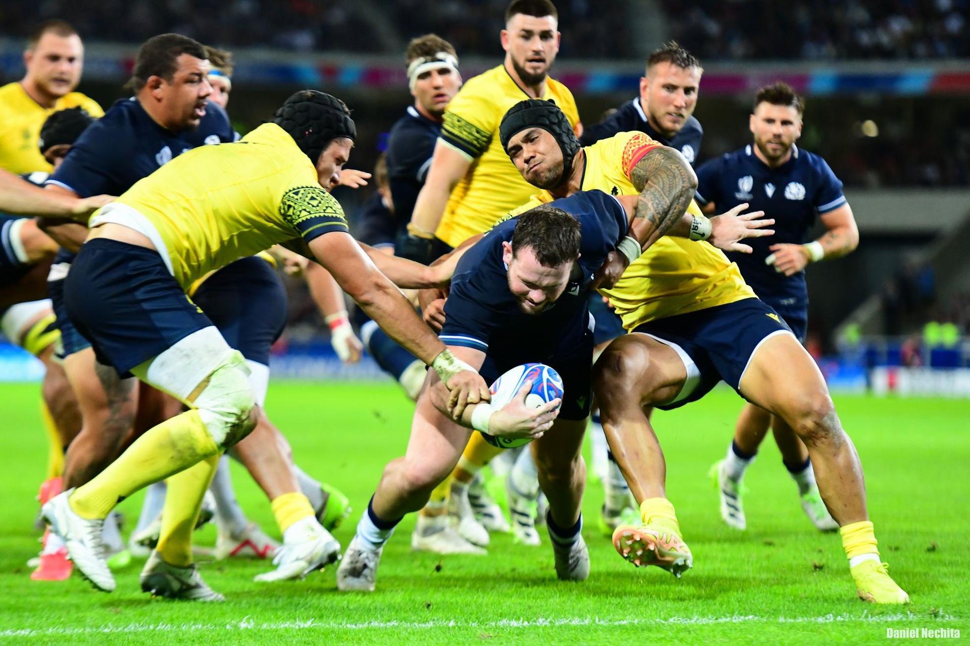 <em>Echipa de rugby a României nu a făcut față asalturilor jucătorilor scoțieni. Foto: Daniel Nechita</em>