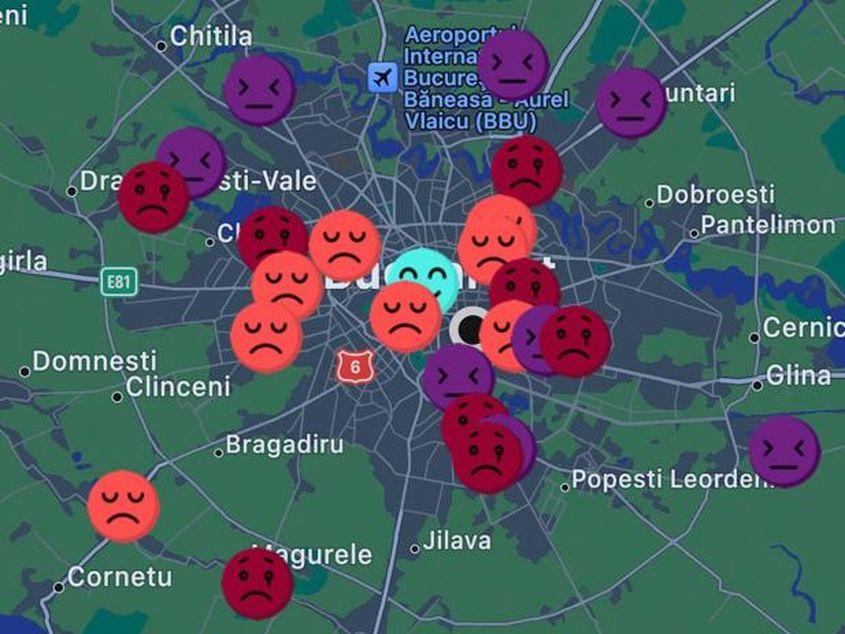 Așa a arătat poluarea în București la început de an. Foto: Captură calitateaer.ro