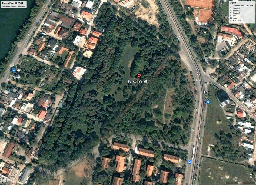 Parcul Verdi, Sector 1, în urmă cu mai bine de 20 de ani. Foto: Google Earth 