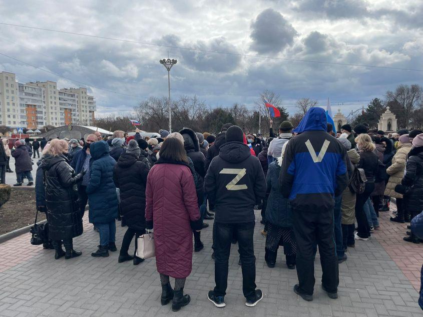 Photo of the first pro-Russian protest in Tiraspol, March 2022. Source: PressOne