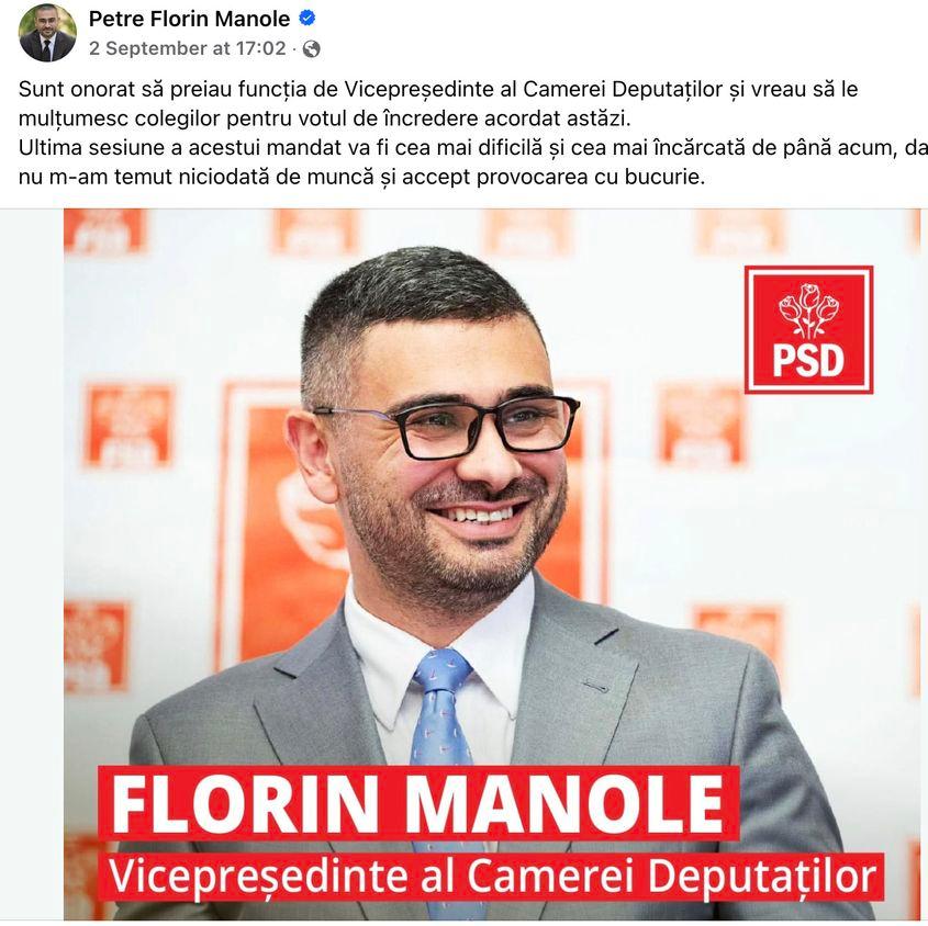 Sursă imagine: Petre Florin Manole, Facebook
