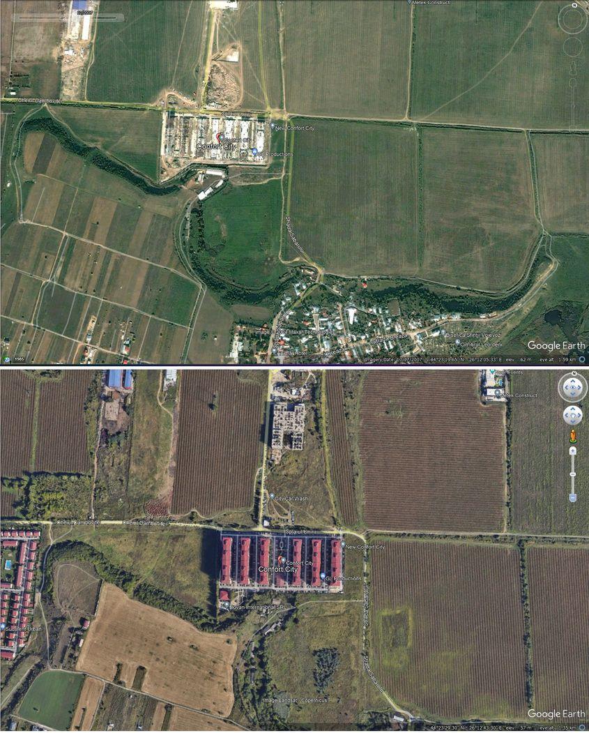 Așa se vede, din satelit, ansamblul imobiliar construit de frații Negoiță în Popești-Leordeni. Capturi foto via Google Earth