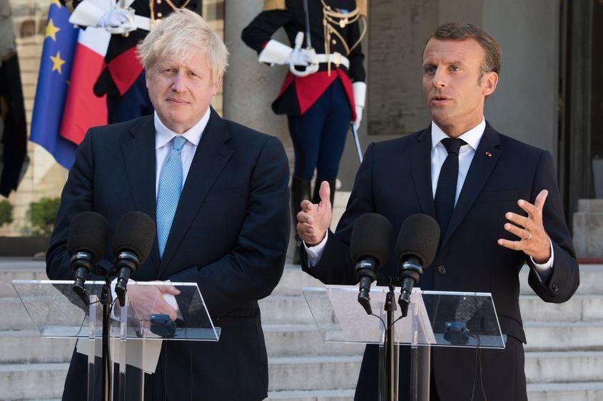 Președintele francez Emmanuel Macron într-o conferință de presă cu prim-ministrul Regatului Unit Boris Johnson, înaintea unui prânz de lucru la Palatul Elysée, 22 august 2019. Foto © Frédéric Legrand | Dreamstime.com 