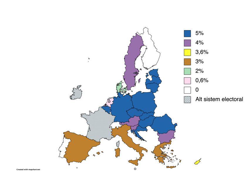 Harta pragurilor electorale pentru alegerile parlamentare în Uniunea Europeană