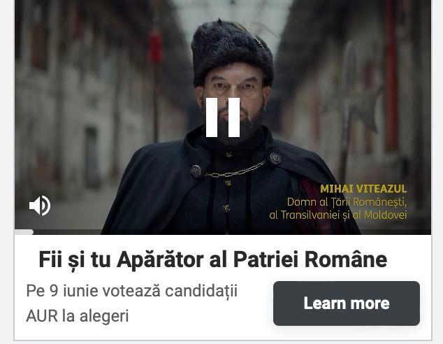 Sursă: Google Ads Transparency Center. Captură ecran din video promovare AUR pe Youtube