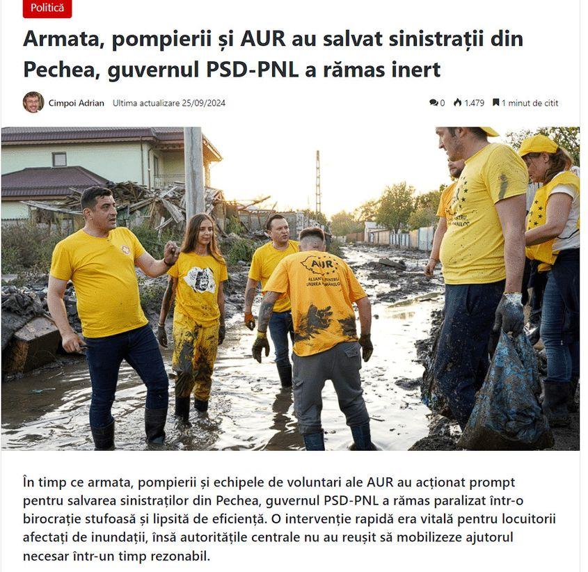 George Simion pozează în Salvatorul sinistraților din Galați. Captură foto via 60m.ro