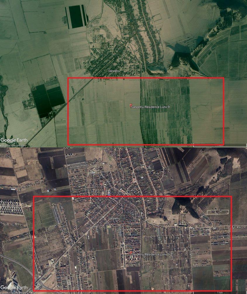 Cum se vede, din satelit, boom-ul imobiliar din Sânpetru. Capturi foto via Google Earth