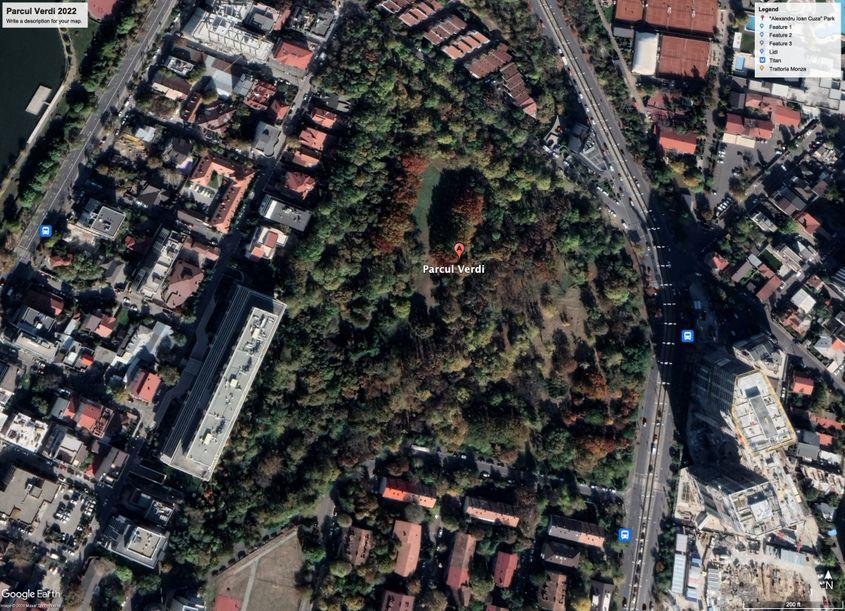 20 de ani mai târziu, la poalele parcului a apărut un complex rezidențial. Foto: Google Earth 