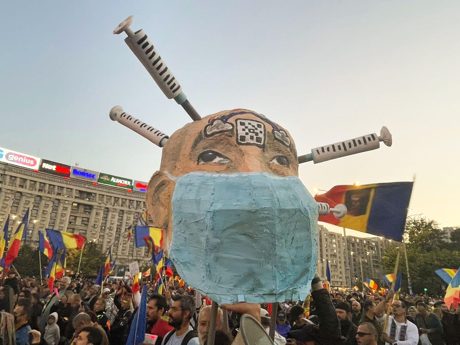 Protest anti-vaccinare în București. Octombrie 2021