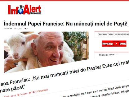 Papa Francisc și mielul, știrea falsă care învie înainte de Paști