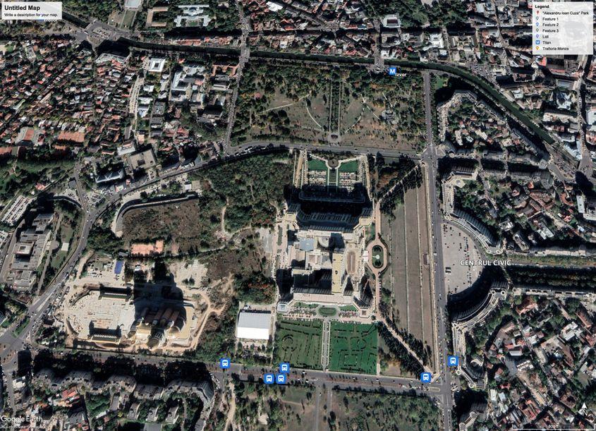 În 20 de ani, zona s-a transformat complet odată cu construirea Catedralei Mântuirii Neamului. Foto: Google Earth 