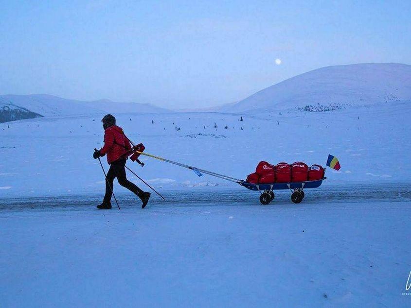 Tibi Ușeriu, la 6633 Arctic Ultra, cursa pe care a câștigat-o al doilea an la rând. Foto: Weronika Murray 
