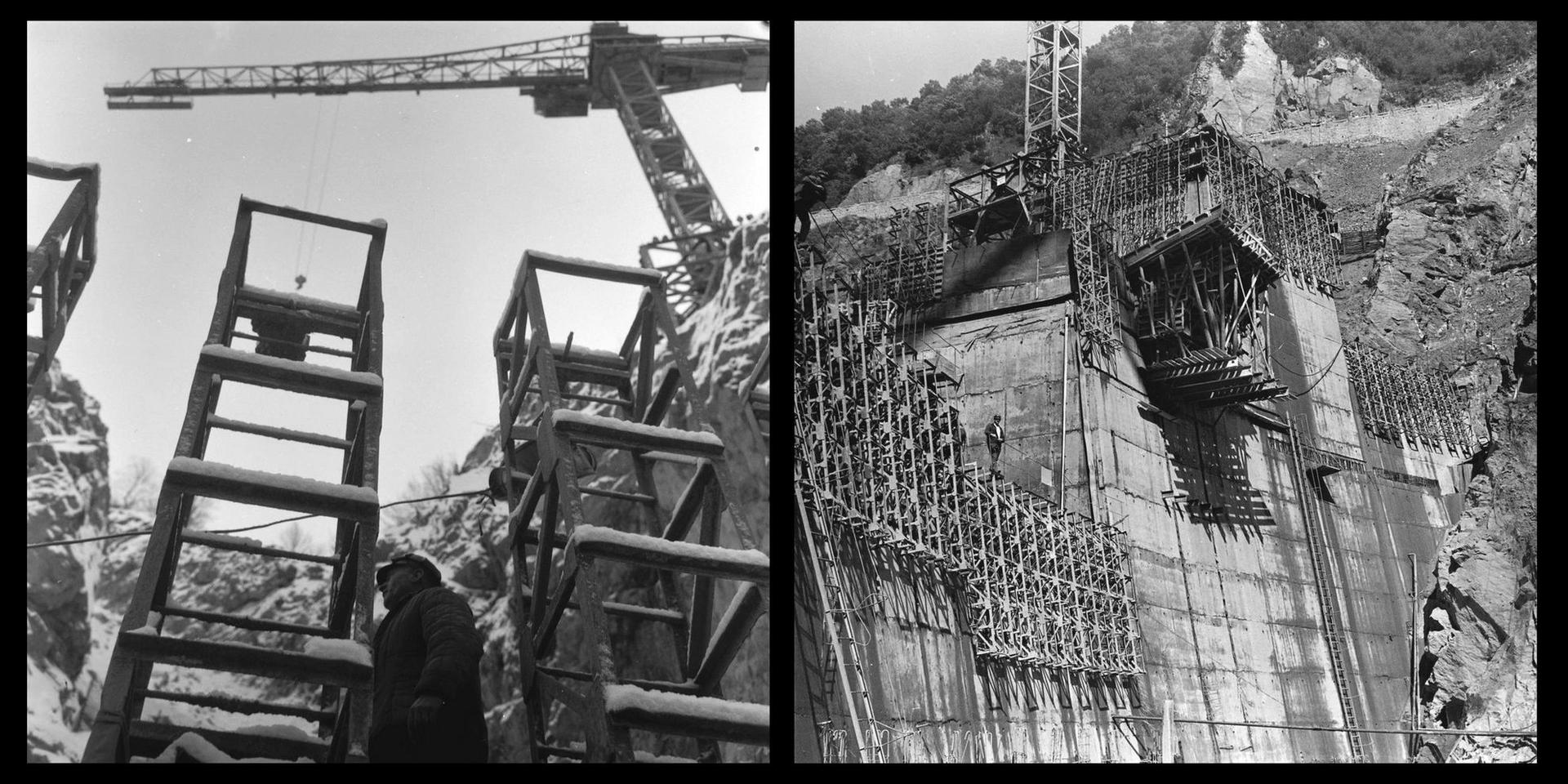 Scene din timpul construirii barajului de la Tarnița. Foto: Arhiva Minerva