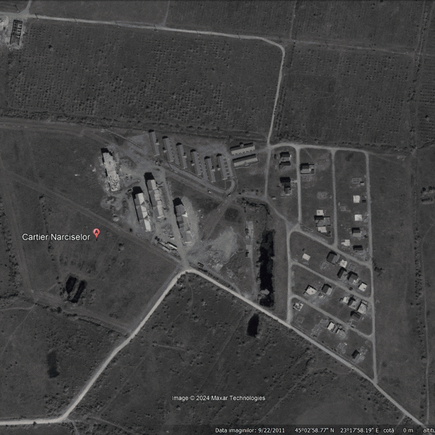 Apariția și transformarea cartierului Narciselor din Târgu Jiu a fost documentată în imagini de sateliți. Capturi de ecran via Google Earth