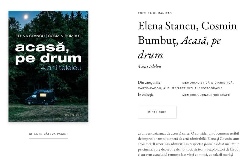 <a target="_blank" href="https://humanitas.ro/humanitas/carte/acas%C4%83-pe-drum" target="_blank" rel="noreferrer noopener">„Acasă, pe drum”, editura Humanitas, 2017</a>