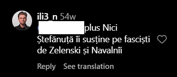 Ilie, care apare în aproape toate clipurile publicate de „Comunism Științific”, crede că Zelenski este fascist. Captură foto via Instagram