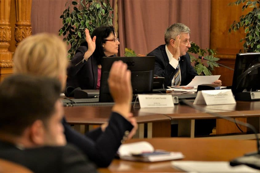 Imagine de la lucrările Comisiei speciale conduse de Florin Iordache (în plan îndepărtat). Foto: Lucian Muntean