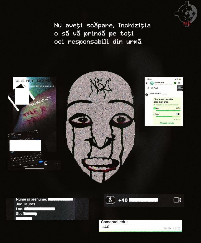 Suspectat de turnătorie, un fost recrut, Camarad Iedu, este pedepsit printr-o operațiune de „doxxing”. Sursă foto: Telegram