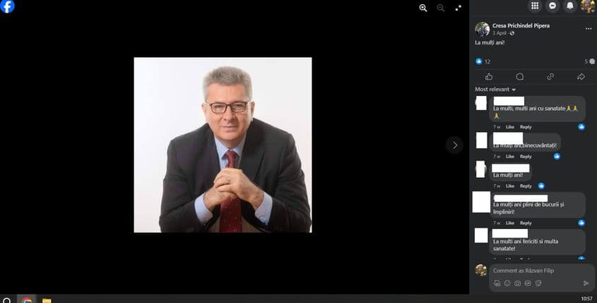 Pagina de Facebook a uneia dintre creșele patronate de Oprea îi urează „la mulți ani” lui Pandele. Captură foto via Facebook