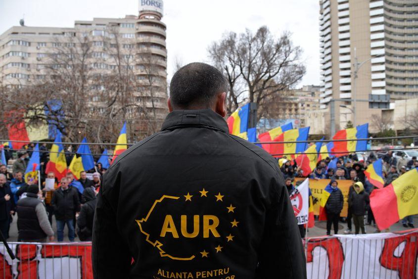 Prorest AUR, București. Formațiunea extremistă și-a dublat scorul la ultimele alegeri parlamentare. Foto Lucian Muntean