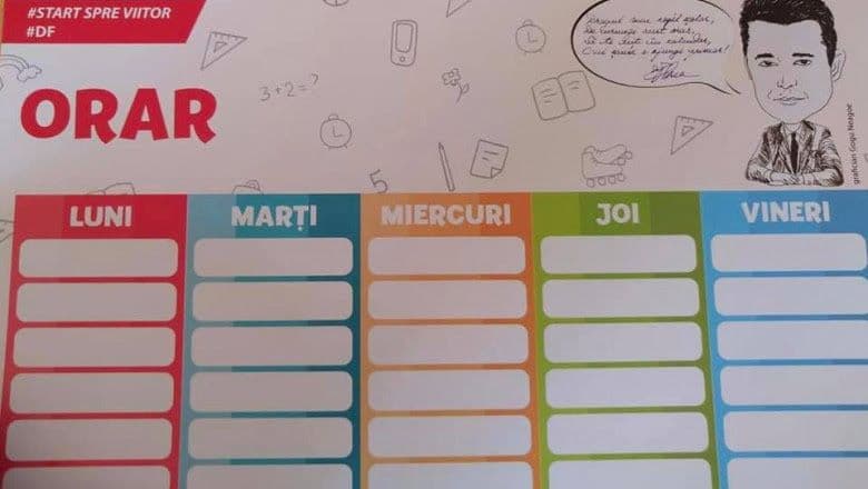 Orar primit de toți elevii unui liceu din București, cu fața primarului de Sector de la acea vreme. Sursa: Edupedu (2019)