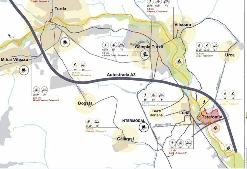 Terenul pe care va fi construit Centrul de Date Quantum AI este amplasat strategic lângă Autostrada Transilvania. <strong>Sursa foto: plan cadastral </strong>