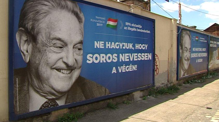 Panouri din actuala campanie a guvernului condus de Viktor Orbán împotriva miliardarului George Soros. Sursa foto: 168ora.hu