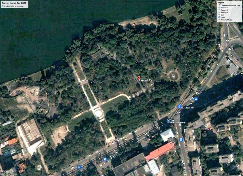 Cum arăta Parcul Tei, Sector 2, în anul 2002. Foto: Google Earth