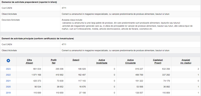 Firma din spatele mentoratului este Electrical Execution SRL. Acestea sunt profiturile generate din 2019 încoace. Captură foto via listafirme.ro