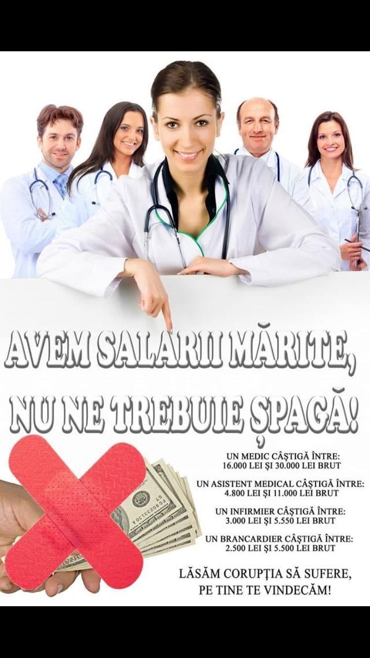 Afișul de pe holurile spitalului din Slatina.