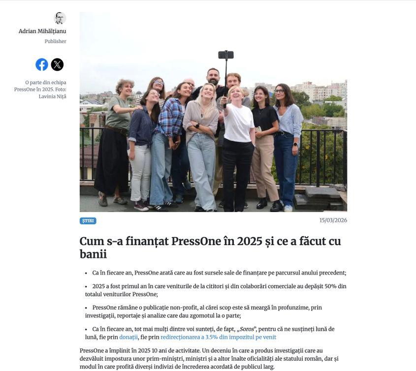 PressOne publică în fiecare an rapoarte în care explicăm cum ne-am finanțat și ce am făcut cu banii.
